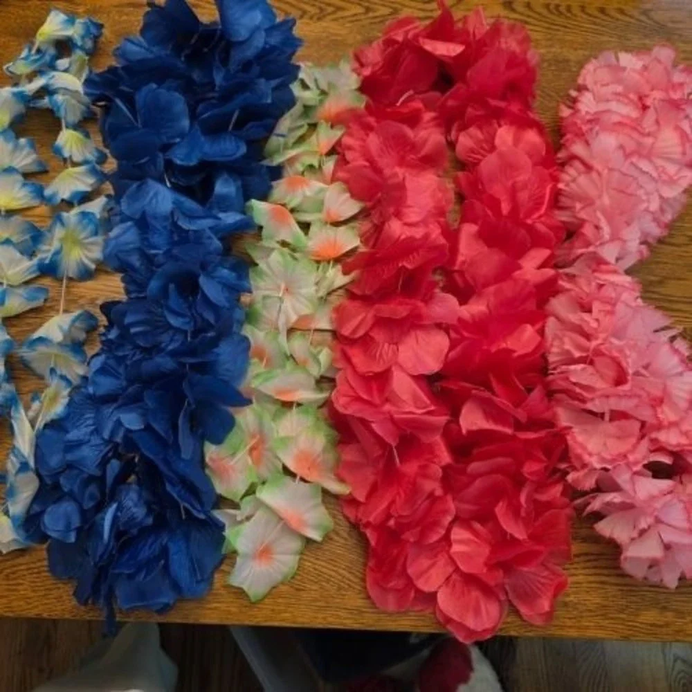 Lot of 24 Hawaiian Flower Leis Multicolor Tropical Luau Party Favors Bulk Set